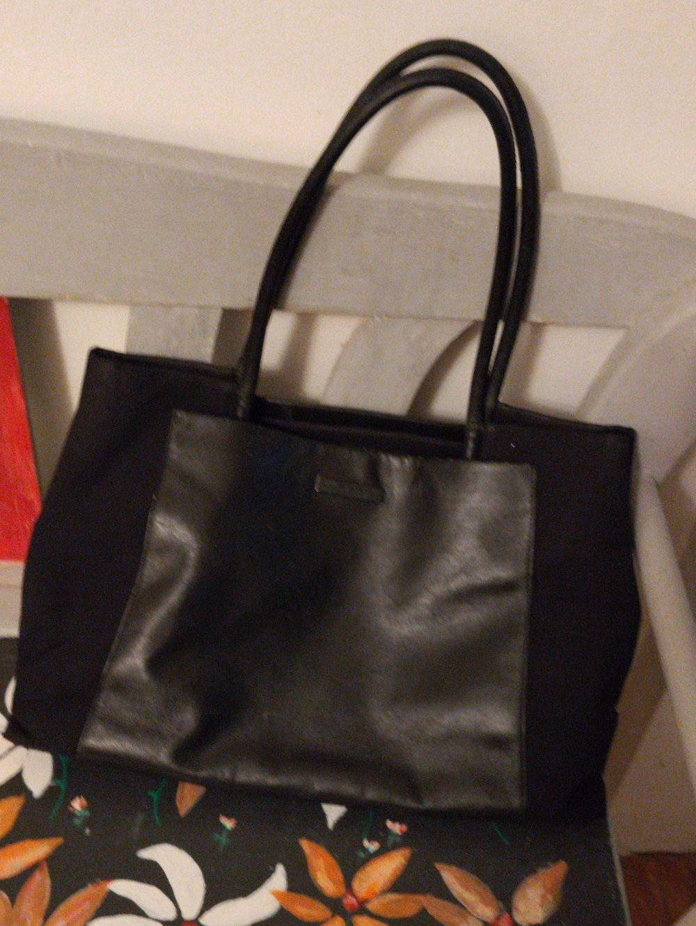 Tumi Black Leather-Front Tote